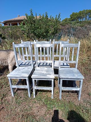 6 sillas madera vintage
