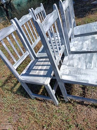 6 sillas madera vintage