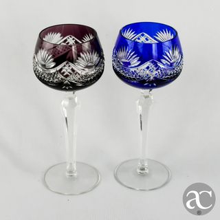 Par de Copos Cristal colorido estilo Saint Lambert
