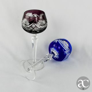 Par de Copos Cristal colorido estilo Saint Lambert