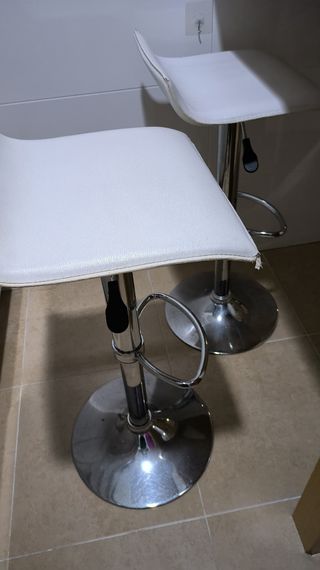 2 Taburetes cocina blancos sillas giratoria 