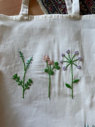Bolso tote bordado flores