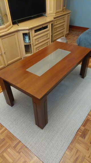 Mesa centro  elevable madera - cristal