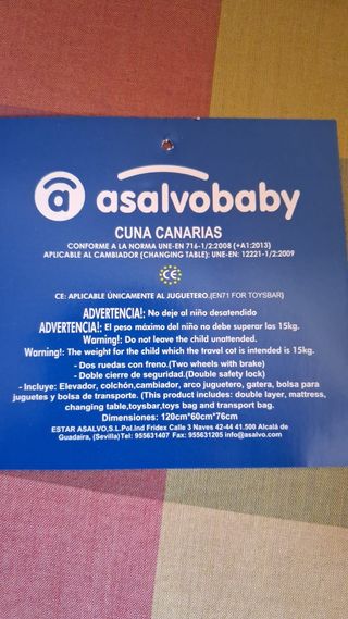 Cuna viaje + cambiador AsalvoBaby