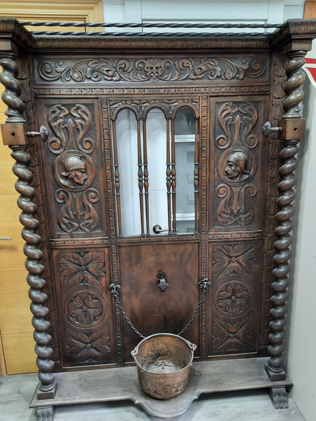 Mueble gabanero perchero antiguo de madera