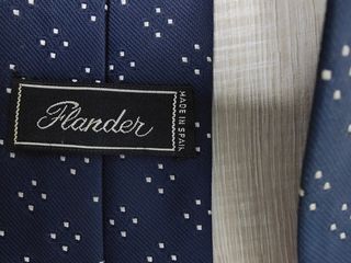 Corbata FLANDER azul con lunares blancos
