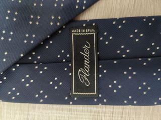 Corbata FLANDER azul con lunares blancos