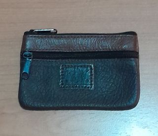 Monedero Piel Marrón-Negro