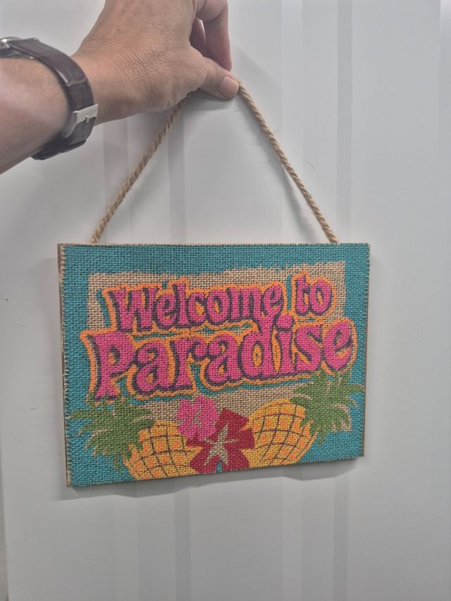 Cartel Bienvenidos al Paraiso - Decoracion