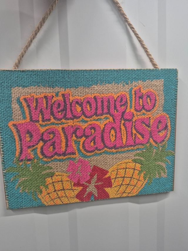 Cartel Bienvenidos al Paraiso - Decoracion