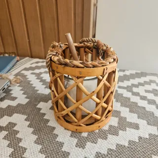 Portavelas mimbre boho marrón