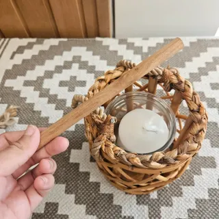 Portavelas mimbre boho marrón