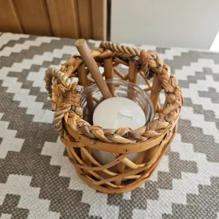 Portavelas mimbre boho marrón