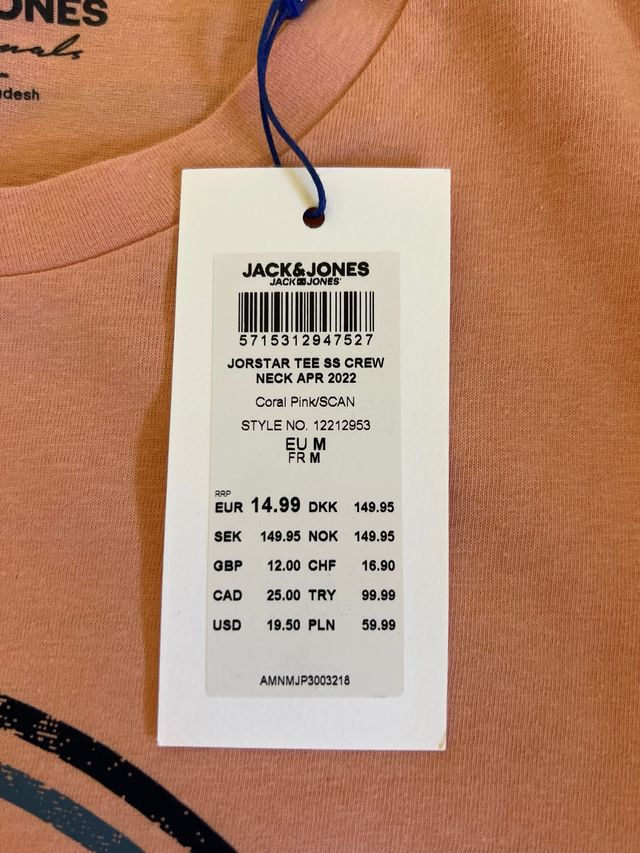 Camiseta Jack & Jones naranja 
Talla M