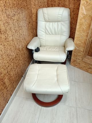 Sillón masaje beige piel sintética