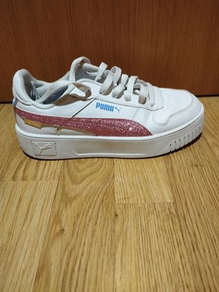 Zapatillas Puma blancas con purpurina rosa