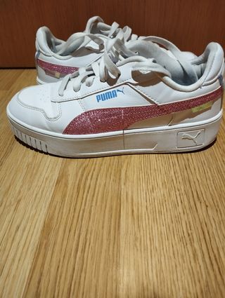 Zapatillas Puma blancas con purpurina rosa