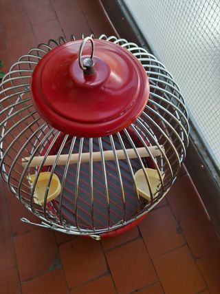 Jaula pajaros metalica roja