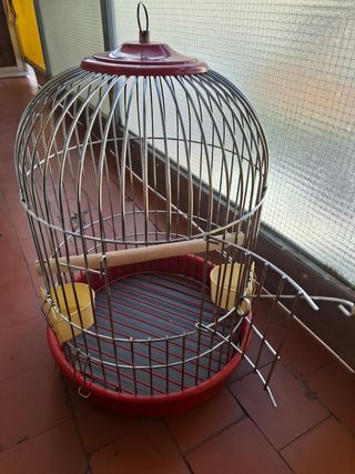 Jaula pajaros metalica roja