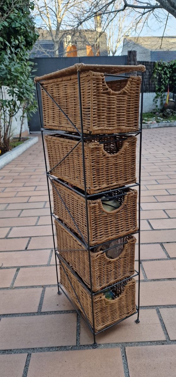 Mueble auxiliar mimbre 5 cajones