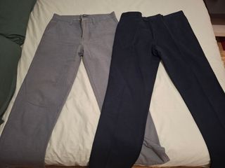 Pantalones vestir: gris y negro.
