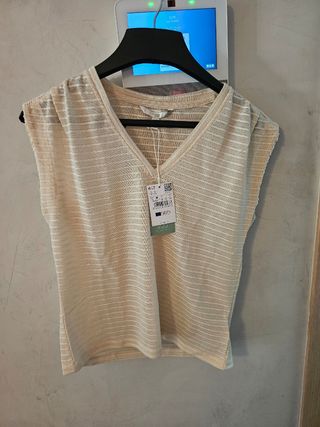 Blusa beige rayas - Talla M