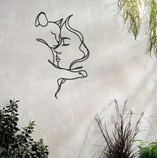 Arte pared metal gato mujer
