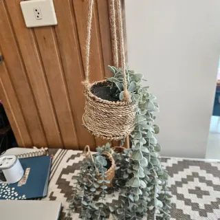 3 Cestas colgantes eucalipto artificial