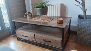 Mesa centro industrial madera-hierro