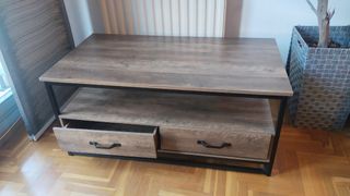 Mesa centro industrial madera-hierro