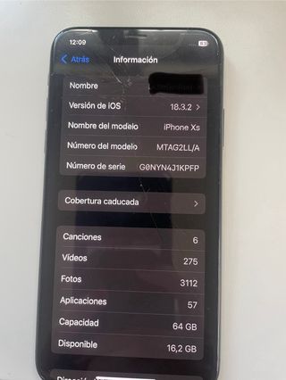 iPhone XS Negro - Pantalla con raja