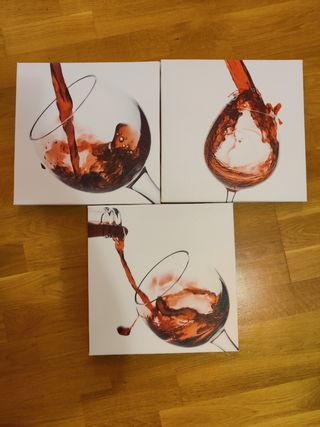 3 Cuadros Decorativos Copas Vino