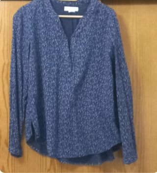 Camisa azul manga larga mujer