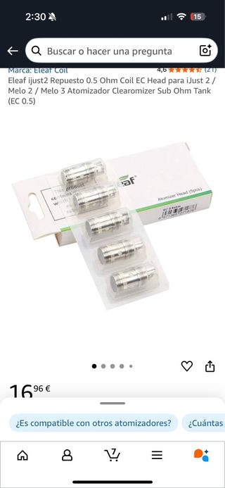 Resistencias Eleaf 0.5 ohm x 5
