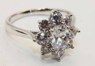 Splendido anello vintage argento pietre CZ