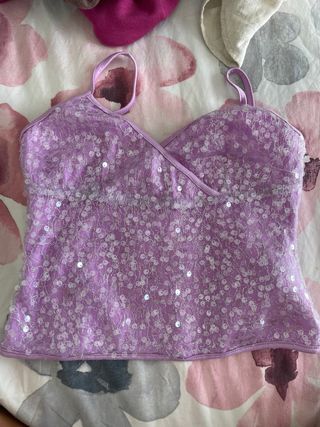 Top fiesta morado lentejuelas