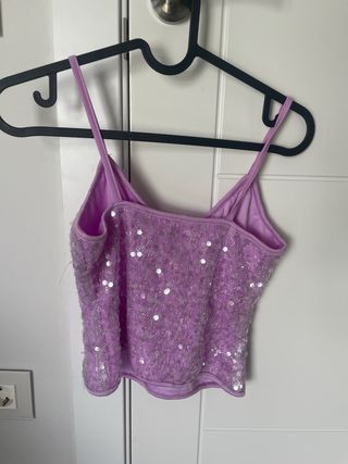 Top fiesta morado lentejuelas