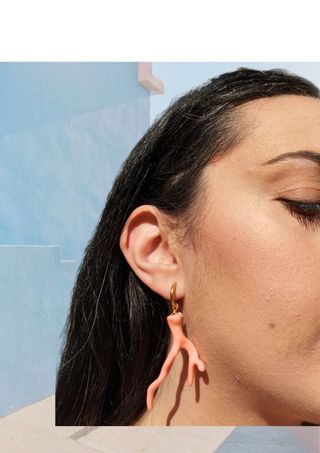 Pendientes coral , pendientes coral rosa, joyas