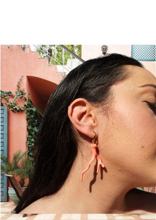 Pendientes coral , pendientes coral rosa, joyas
