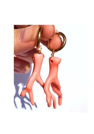 Pendientes coral , pendientes coral rosa, joyas