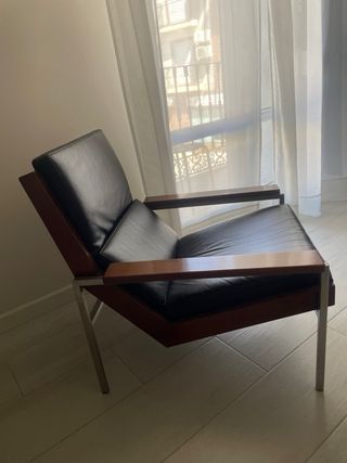 2 Sillones vintage piel | Madera y metal
