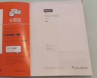 BIOLOGIA Y GEOLOGIA 1º BACHILLERATO Edelvives 2015