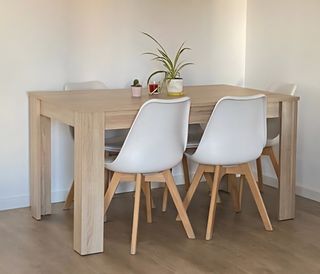 Mesa extensible de madera - beige