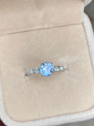 Anillo Zafiro Azul 1.15ct - Oro Blanco 14k