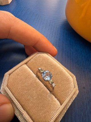 Anillo Zafiro Azul 1.15ct - Oro Blanco 14k