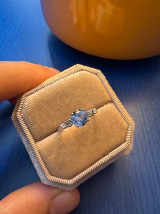 Anillo Zafiro Azul 1.15ct - Oro Blanco 14k