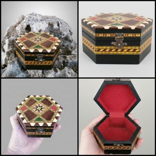 Caja joyero hexagonal marquetería