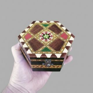 Caja joyero hexagonal marquetería
