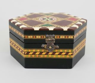 Caja joyero hexagonal marquetería