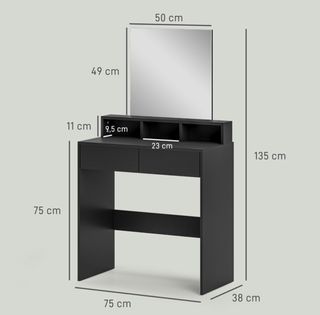 Mesa tocador negra con espejo